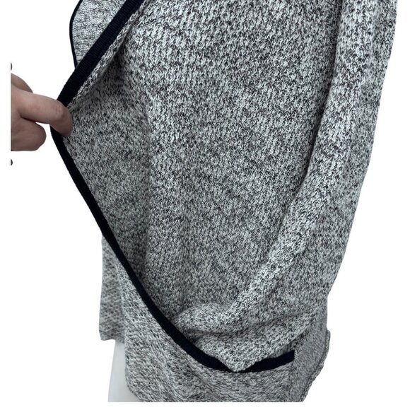 HABITAT Marled B/W Cardigan Sweater L Waterfall Lagenlook Neutral Open Shawl B&W - Picture 6 of 10